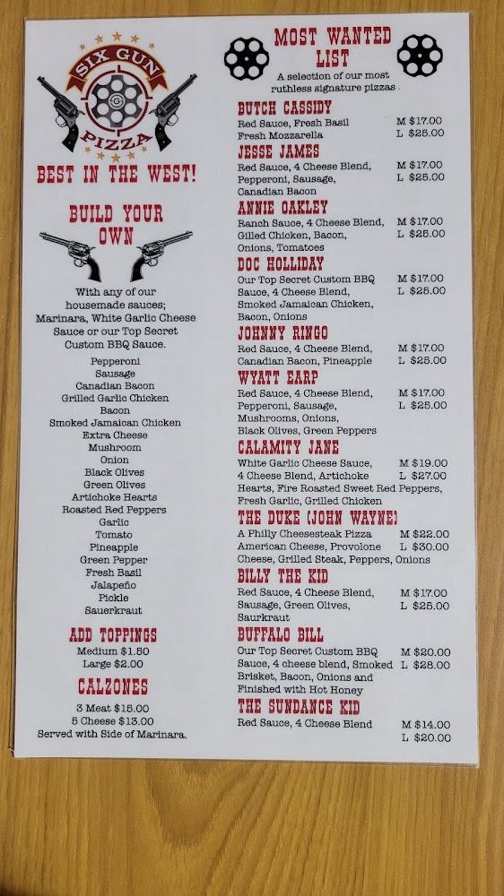 Six Gun Pizza Menu image 2