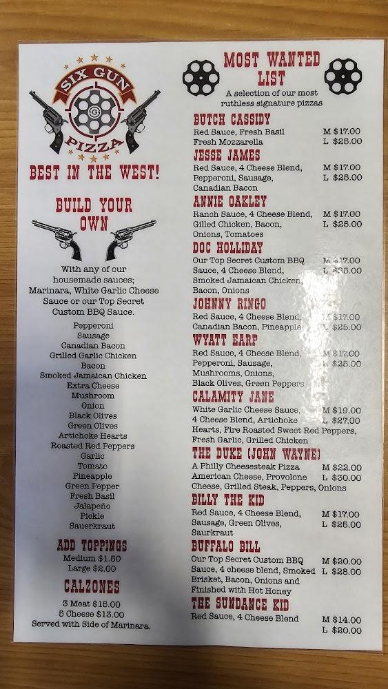 Six Gun Pizza Menu image 4